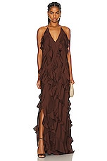 Anna October Renata Maxi Dress in Brown, view 1, click to view large image.