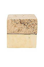 Anastasio Home 50/50 Box in Travertine & Brass, view 2, click to view large image.