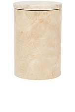 Anastasio Home Calabria Lidded Jar Candle in Oyster, view 2, click to view large image.