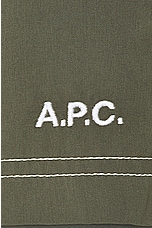 A.P.C. Short Bobby in Dark Green, view 3, click to view large image.