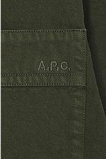 A.P.C. Basile Brodee Poitrine Shirt in Green, view 3, click to view large image.