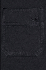 A.P.C. Surchemise Basile Brodee Poitrine in Navy, view 3, click to view large image.