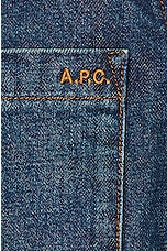 A.P.C. Surchemise Vittorio Brodee Poitrine in Washed Indigo, view 3, click to view large image.
