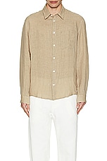 A.P.C. Chemise Cassel Logo in Beige, view 3, click to view large image.