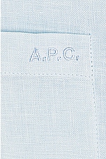 A.P.C. Chemise Cassel Logo in Light Blue, view 3, click to view large image.