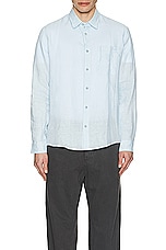 A.P.C. Chemise Cassel Logo in Light Blue, view 4, click to view large image.