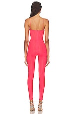 Alex Perry Paxton Cup Corset Catsuit in Strawberry, view 3, click to view large image.