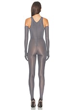 Alex Perry Singlet Crystal Glove Catsuit in Iron, view 3, click to view large image.