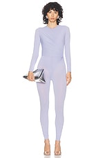 Alex Perry Long Sleeve Twist Catsuit in Frost, view 1, click to view large image.