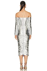 Alex Perry Dale Off Shoulder Cup Dress in Silver, view 3, click to view large image.