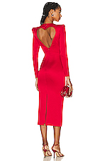 Alex Perry Mara Long Sleeve Crew Heart Dress in Red, view 1, click to view large image.