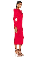 Alex Perry Mara Long Sleeve Crew Heart Dress in Red, view 3, click to view large image.