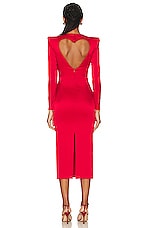 Alex Perry Mara Long Sleeve Crew Heart Dress in Red, view 4, click to view large image.