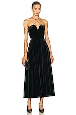 Alex Perry Patten Velvet Sweetheart Teacup Glove Dress in Black, view 2, click to view large image.