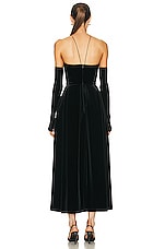 Alex Perry Patten Velvet Sweetheart Teacup Glove Dress in Black, view 4, click to view large image.