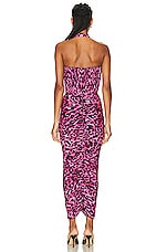 Alex Perry Caton Ruched Halter Twist Dress in Pink, view 3, click to view large image.