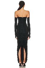 Alex Perry Crystal Hyland Strapless Ruched Glove Column Dress in Black, view 4, click to view large image.