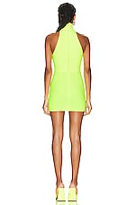 Alex Perry Colton Turtleneck Mini Dress in Neon Yellow, view 3, click to view large image.