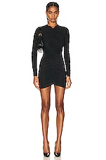 Alex Perry Holt Crew Long Sleeve Mini Dress in Black, view 1, click to view large image.