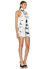 Alex Perry Boden Turtleneck Mini Dress in White & Black Print, view 2, click to view large image.