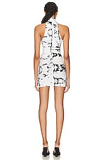 Alex Perry Boden Turtleneck Mini Dress in White & Black Print, view 3, click to view large image.