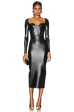 Alex Perry Blade Sweetheart Long Sleeve Cup Dress in Black, view 1, click to view large image.