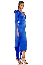 Alex Perry Vander V Neck Cape Sleeve Dress in Bluebell, view 2, click to view large image.