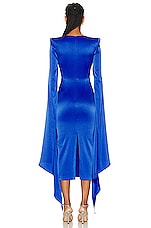 Alex Perry Vander V Neck Cape Sleeve Dress in Bluebell, view 3, click to view large image.
