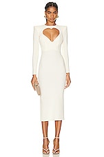 Alex Perry Monroe Heart Long Sleeve Dress in Cream, view 1, click to view large image.