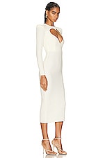 Alex Perry Monroe Heart Long Sleeve Dress in Cream, view 2, click to view large image.