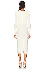 Alex Perry Monroe Heart Long Sleeve Dress in Cream, view 3, click to view large image.