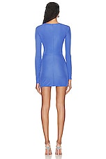 Alex Perry Long Sleeve Cut Out Mini Dress in Periwinkle, view 4, click to view large image.