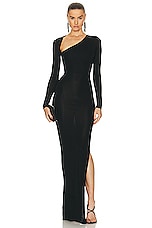Alex Perry Long Sleeve Cut Out Dress in Black, view 2, click to view large image.