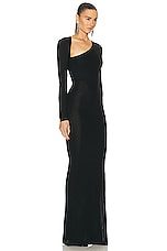 Alex Perry Long Sleeve Cut Out Dress in Black, view 3, click to view large image.