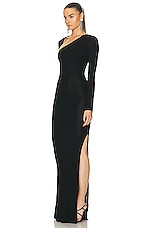 Alex Perry Long Sleeve Cut Out Dress in Black, view 4, click to view large image.