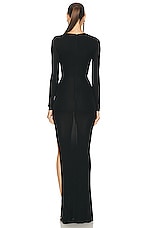 Alex Perry Long Sleeve Cut Out Dress in Black, view 5, click to view large image.