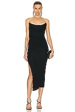 Alex Perry Strapless Drape Dress in Black, view 1, click to view large image.
