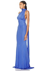 Alex Perry One Shoulder Wrap Scarf Gown in Periwinkle, view 3, click to view large image.