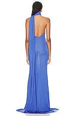 Alex Perry One Shoulder Wrap Scarf Gown in Periwinkle, view 4, click to view large image.