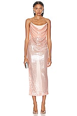 Alex Perry Sequin Layered Strapless Drape Dress in Peach, view 1, click to view large image.