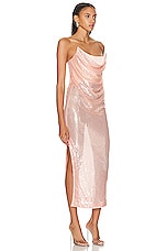Alex Perry Sequin Layered Strapless Drape Dress in Peach, view 2, click to view large image.