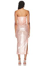 Alex Perry Sequin Layered Strapless Drape Dress in Peach, view 3, click to view large image.