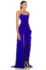 Alex Perry Curved Strapless Drape Gown in Ultramarine, view 2, click to view large image.
