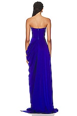 Alex Perry Curved Strapless Drape Gown in Ultramarine, view 4, click to view large image.
