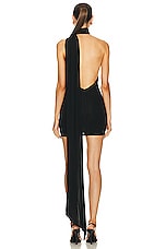 Alex Perry One Shoulder Wrap Scarf Mini Dress in Black, view 4, click to view large image.
