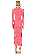 Alex Perry Long Sleeve Crystal Column Dress in Garnet Rose, view 3, click to view large image.