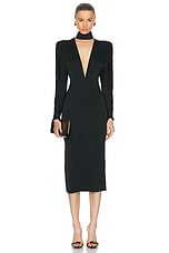 Alex Perry Long Sleeve V Neck Dress in Black, view 1, click to view large image.