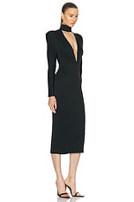 Alex Perry Long Sleeve V Neck Dress in Black, view 2, click to view large image.