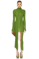 Alex Perry Long Sleeve Scarf Mini Dress in Fern, view 1, click to view large image.
