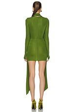 Alex Perry Long Sleeve Scarf Mini Dress in Fern, view 3, click to view large image.